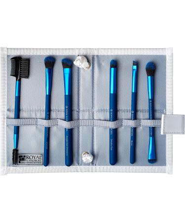 MODA Royal & Langnickel Travel Size Beautiful Eyes 7pc Makeup Brush Set with Pouch Includes - Angle Shader Crease Smudger Eye Shader Smoky Eye Brow Liner and Lash Comb Brushes Blue - Buy Online on SooperMarket.com