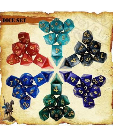 DND Polyhedral Dice Set - 6 Sets with Free Drawstring Bags and PU Leather Tray - Buy Online on SooperMarket.com