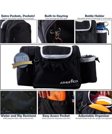 Athletico Disc Golf Bag - Holds 10-14 Discs, Water Bottle & Accessories - Black - Buy Online on SooperMarket.com