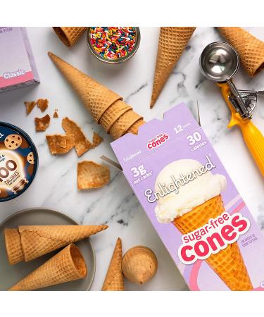 ENLIGHTENED Sugar-Free Ice Cream Cones | Vegan, Low Calorie (30), Low Carb (Net 3g) - 12 Pack - Buy Online on SooperMarket.com
