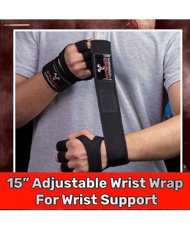 Fitness Force Ventilated Gym Gloves with Wrist Support for Men & Women - Ideal for Workouts, Weightlifting, Powerlifting - Large Black - Buy Online on SooperMarket.com