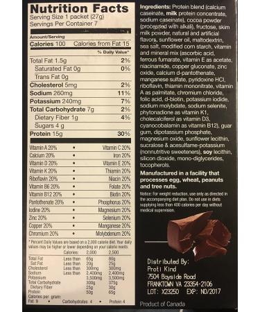 Proti Kind Chocolate Shake or Pudding Mix 7 Servings 15g Protein Per Serving - Buy Online on SooperMarket.com