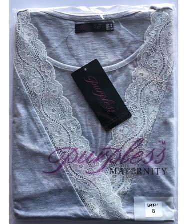 Purpless Maternity Sleeveless V-Neck Lace Detail Nightdress - Light Gray Melange | 4141n - Buy Online on SooperMarket.com