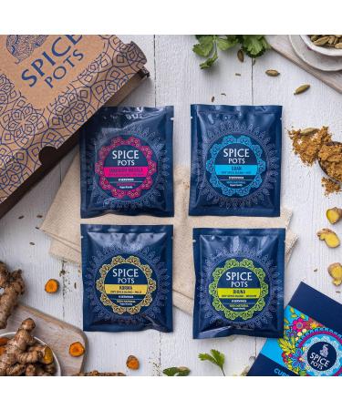 Spice Pots Curry Spice Selection - Korma, Bhuna, Goan, Tandoori Blends - Vegan & Gluten-Free - 4 x 40g Pack SPCURRY-LB - Buy Online on SooperMarket.com