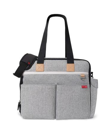 Skip Hop Diaper Bag: Iconic Duo Weekender, Extra Large Capacity with Changing Pad & Stroller Attachment, Grey Melange Duo Weekender Grey Melange