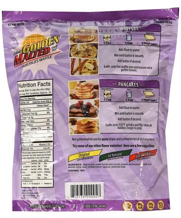 Golden Malted Gluten Free Waffle & Pancake Mix - 32 oz (2 lb) - Pack of 1 - Buy Online on SooperMarket.com