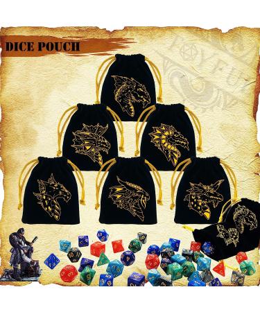 DND Polyhedral Dice Set - 6 Sets with Free Drawstring Bags and PU Leather Tray - Buy Online on SooperMarket.com