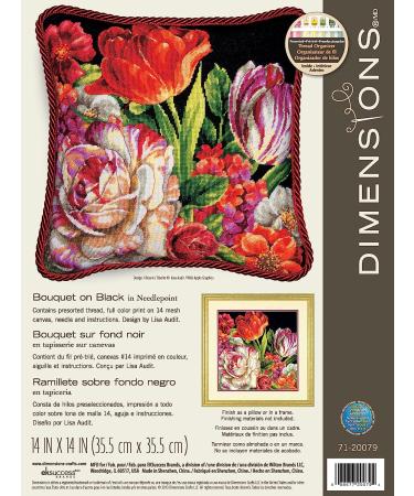Dimensions Needlepoint Kit 14x14 Bouquet on Black Stitched in Thread - 71-20079 - Buy Online on SooperMarket.com