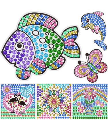 Metuu 6 Sheets DIY Diamond Window Art Craft Kits Suncatcher for Kids  Gemstone Sungemmer Diamond Painting Sticker Arts and Crafts for Children Ages 8-12 Great 5 6 7 8 Year Old Girl Boy Birthday Gift