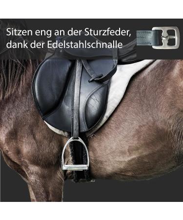 High-Quality Black Leather Horse Delini Stirrup Straps for English Saddles - 130cm to 160cm Length (150cm Option) - Buy Online on SooperMarket.com