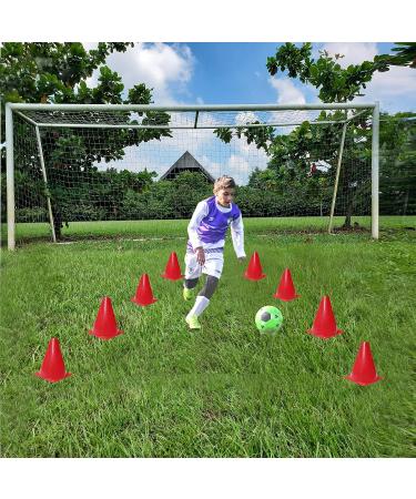 WOWGEEK 7 Inch Plastic Training Traffic Cones - Set of 10 Red Safety Cones for Soccer, Football, and Sport Training - Buy Online on SooperMarket.com