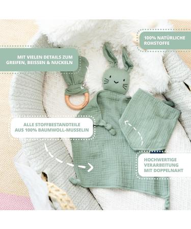Buy Amari Cuddly Towel (Turquoise Hare) with Bite Ring & Bib - Perfect Baby Gift Set for Newborns & Girls - Sniffer Towel for Baby Parties - Buy Online on SooperMarket.com