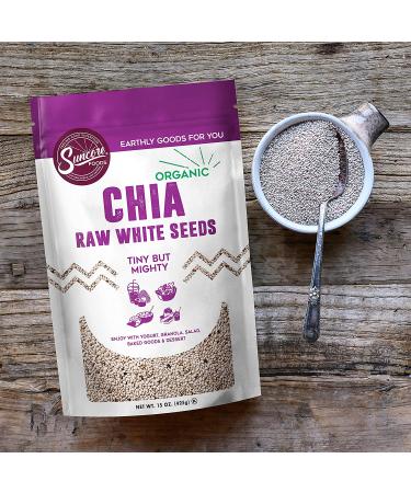 Suncore Foods Organic Raw White Chia Seeds 15oz - Gluten-Free, Non-GMO, Kosher - Buy Online on SooperMarket.com