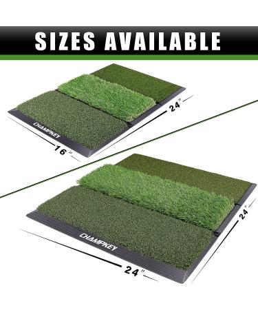 CHAMPKEY Professional Tri-Turf Golf Hitting Mat | Heavy Duty Rubber Backing | Indoor & Outdoor Practice Mat 16x24 PRO Version - Buy Online on SooperMarket.com