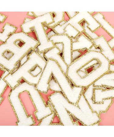 White Letter Chenille Patches - 26PCS Self-Adhesive Iron on Letters, Varsity Alphabet Embroidered Applique for Clothing and Accessories - Buy Online on SooperMarket.com