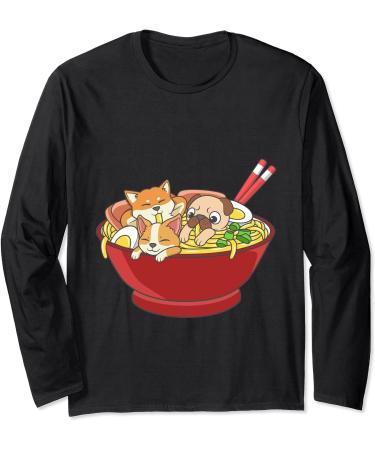 Anime Japanese Dog Ramen Kawaii Ramen Noodle Life Long Sleeve T-Shirt