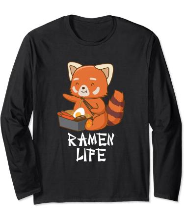 Ramen Life Red Panda Japanese Food Anime Soba Noodles Long Sleeve T-Shirt