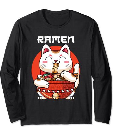 Ramen Maneki Neko Noodle Soup Long Sleeve T-Shirt
