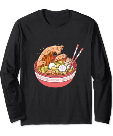 Ramen Wave Soup Noodle Ocean Kawaii Long Sleeve T-Shirt