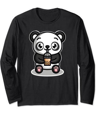 Bubble Boba Tea Kawaii Panda Bear Tapioca Milk Tea Gift Long Sleeve T-Shirt