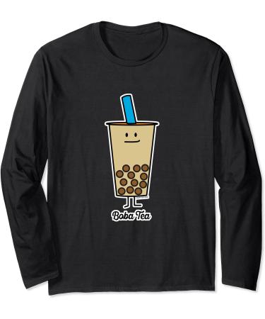 Boba Bubble Pearl Milk Tea Tapioca balls with straw Long Sleeve T-Shirt