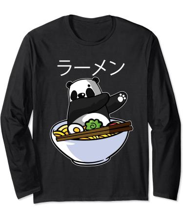 Kawaii Anime Dabbing Panda Eating Ramen Noodle Long Sleeve T-Shirt