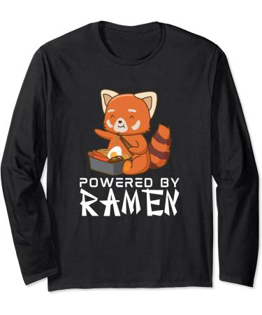Powered By Ramen Red Panda Japanese Food Noodles Soba Long Sleeve T-Shirt