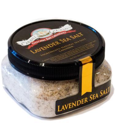Caravel Gourmet Lavender Sea Salt - All Natural Unrefined Sea Salt Infused with French Lavender - No Gluten No MSG Non-GMO - Cooking and Finishing Salt - 113.4 g. Stackable Jar