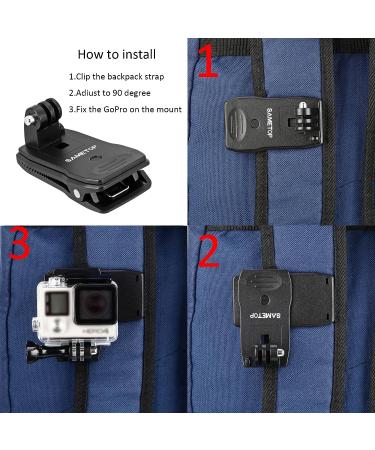 Sametop Backpack Strap Mount for Gopro, DJI, Xiaomi Yi Action Cameras - Buy Online on SooperMarket.com
