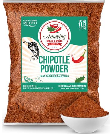 Chipotle Chili Powder Seasoning 1 LB (16oz) – Natural and Premium. Great For Meats, Grilling Rubs, Sauces, Salsa. Medium to High Heat - Sweet & Smoky Flavor. By Amazing Chiles & Spices.