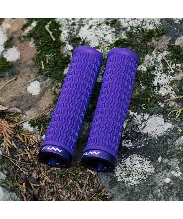 Funn Holeshot Mountain Bike Grips - Lightweight Ergonomic Handlebar Grips with Single Lock On Clamp for MTB/BMX - Purple - Buy Online on SooperMarket.com
