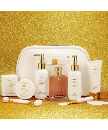 Valentines Day Gifts for Women Vanilla Spa Gift Basket for Women - Self Care Kit Bath Set with Shower Gel Bubble Bath Perfume Gua Sha Jade Roller - Birthday Gift Set for Women Mom Mother's Day - Buy Online on SooperMarket.com