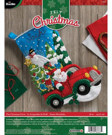 Bucilla Felt Applique Stocking Kit  The Christmas Drive  18-Inch  86663