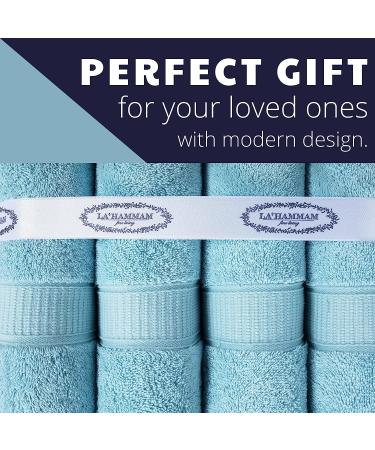 La Hammam Fine Living 6-Piece Cotton Towel Set - Soft & Absorbent Towels for Bathroom, Kitchen, Hotel, Gym & Spa - Aqua - Buy Online on SooperMarket.com