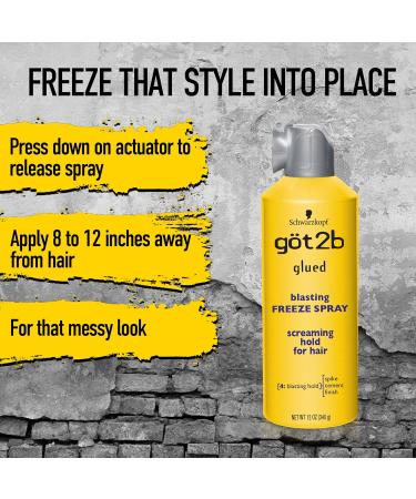 Got2B Glued Blasting Freeze Hairspray 12 oz Pack of 2 & Ultra Glued Invincible Styling Gel 2-6 oz Tubes + 1 Travel 1.25 oz Tube Blasting Freeze Spray 12 Fl Oz (Pack of 2) Hairspray + Styling Gel 2 - 6 oz - Buy Online on SooperMarket.com