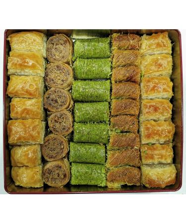 Gulluoglu Assorted Turkish Baklava 36 pieces (2.54 lb- 1150 gr), Metal Tin Box