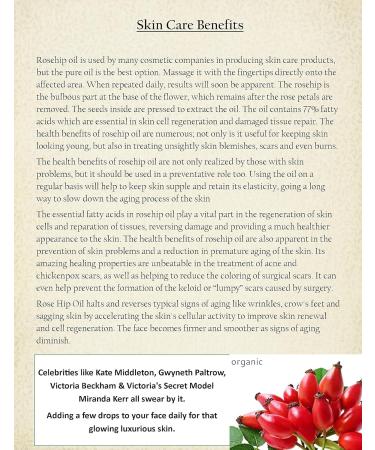 Organic Unrefined Virgin Rosehip Oil 4oz | 100% Pure Cold-Pressed Oil for Face & Skin | Heals Dry Skin Fine Lines & Acne Scars | Imported from Chile - Buy Online on SooperMarket.com