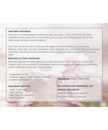 Premium Organic Moroccan Rose Water - 4oz | 100% Pure & Food Grade | Hydrating & Rejuvenating Face & Neck | Imported from Morocco | Rich in Vitamins A & C - Buy Online on SooperMarket.com