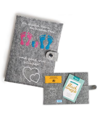 Mother Pass protective cover made of felt with a lot of compartments for vaccination pass ultrasound pictures and insurance card loving mother passport cover & organizer - German mother pass