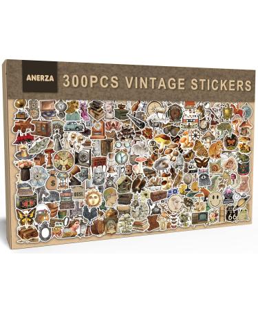 ANERZA 300 PCS Vintage Stickers  Aesthetic Stickers for Scrapbook Journaling Water Bottles Laptop  Scrapbooking Supplies Kit  Cottagecore Waterproof Vinyl Bullet Junk Journal Stickers for Adults Teens