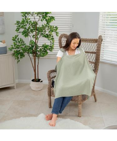 Muslin Nursing Cover for Baby Breastfeeding Soft & Breathable Cotton Breastfeeding Cover for Mom with Rigid Hoop for Mother Nursing Apron by Comfy Cubs (Sage) - Buy Online on SooperMarket.com