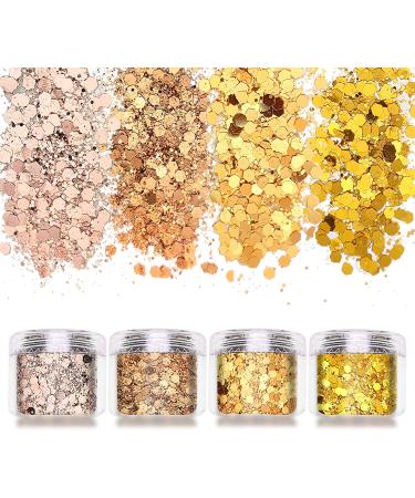 Body Glitter Chunky Nail Kit - 120g Holographic Hexagon Sequin Set for DIY, Gold Festival Decoration - Buy Online on SooperMarket.com
