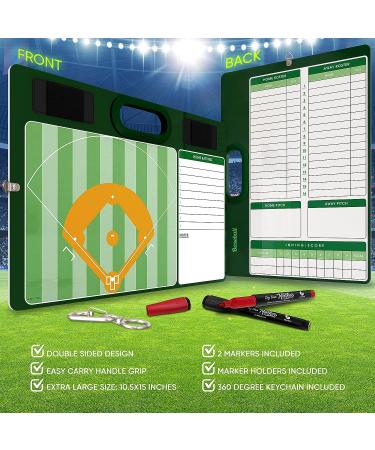 Baseball Coaches Dry Erase Board 15x10.5 - Double Sided Lineup Board with Markers | Coaching & Scorekeeping Equipment - Buy Online on SooperMarket.com