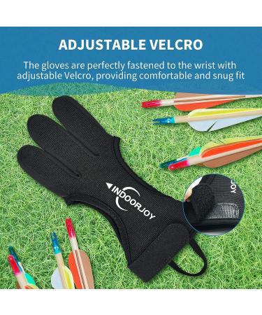 IndoorJoy Archery Gloves - Three Finger Protective Gloves for Men, Women, Teenagers, and Adults - Beginner Archery Accessories for Hunting - Leather Finger Guards - Large Thickened Black - Buy Online on SooperMarket.com
