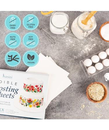 Kusini Edible Paper  24 Frosting Sheets in Resealable Packaging  Kosher Certified And Vegan-Friendly  8.5 x 11 White Icing Sheets for Cakes Printable - Buy Online on SooperMarket.com