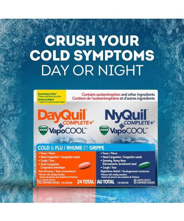 Vicks DayQuil COMPLETE Vicks VapoCOOL Cold and Flu Medicine Non-Drowsy Daytime Multi-Symptom Relief for Cough Suppressant Nasal Congestion 24 Caplets Liquicaps - Buy Online on SooperMarket.com