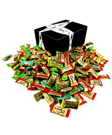 Chimes Ginger Chews 5-Flavor Variety: One 1 lb Assorted Bag of Original, Orange, Mango, Peppermint, and Peanut Butter in a BlackTie Box