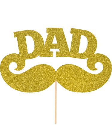 Cakeshop Fathers Day Glitter Cake Topper Fathers Day Cake Topper Decoration Dad Moustache - Double Sided 400gsm Glitter Card Choice 14 of Colours and Loads of Styles | Gold
