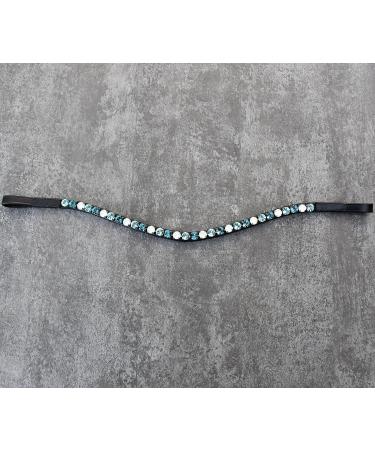 Buy Happiness Hinge Horse in Turquoise & White Opal - Large Glitter Chats with Silver Border - Hand-Sewn in Germany - KB Black Leather - Buy Online on SooperMarket.com