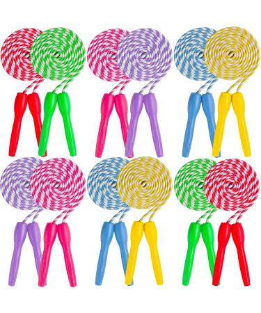 Ram Pro All Purpose Jump Rope Stripe Ropes With Plastic Handles for any Skill Level, Men, Women & Kids Best For Sports, Outdoors, Fitness, Exercise, Fun, Play, Toy, Assorted Colors 12 PK - Assorted